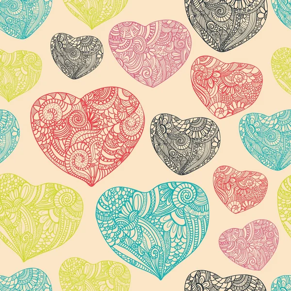 Patrón con corazones decorativos — Archivo Imágenes Vectoriales