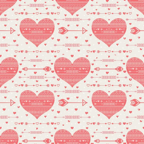 Pattern with hearts and arrows — Stock Vector