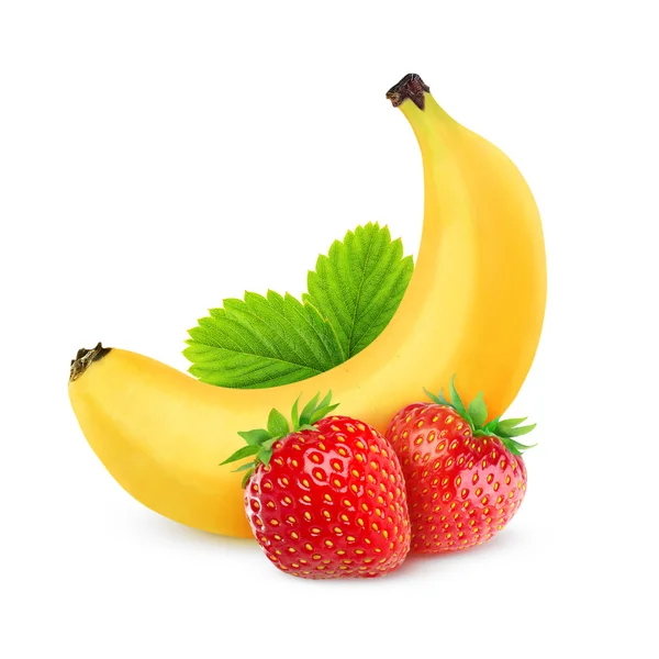 Aardbeien en banaan — Stockfoto