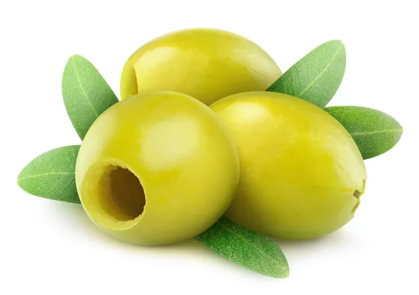 Entsteinte grüne Oliven — Stockfoto