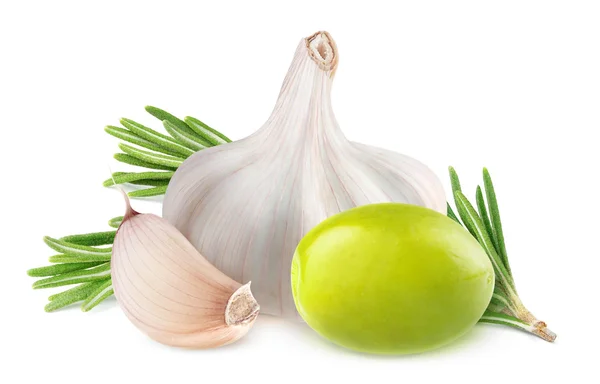 Olive, rosemary and garlic — Stock Photo, Image