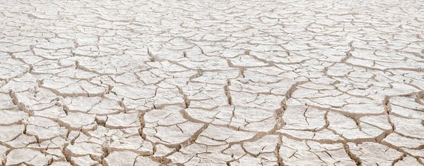 Cracked White Clay Dried Lakebed Natural Pattern Diminishing Perspective — Stock Photo, Image