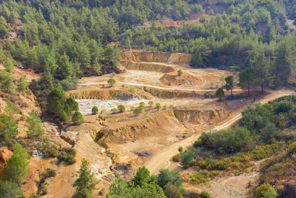 Ecosysteemherstel Herbebossing Het Voormalige Open Mijngebied Cyprus Vanuit Lucht — Stockfoto