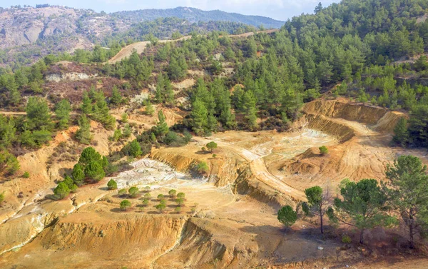 Reflorestação Áreas Minas Cobre Abandonadas Perto Limni Chipre — Fotografia de Stock