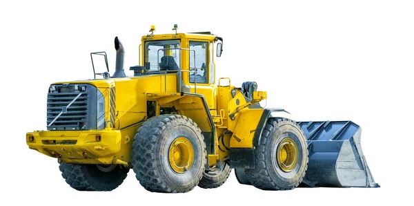 Yellow Wheeled Loader Excavator Isolated White Background — Stock Photo, Image