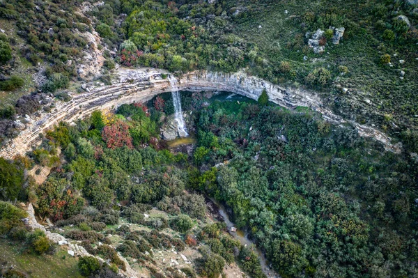 Prastio Vodopád Kypru Vytvořený Hlavní Sezónou Dešťů Bezpilotní Panorama — Stock fotografie