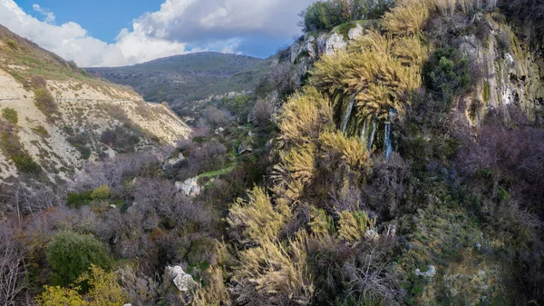 Cascada Estacional Trozena Chipre Llena Agua Los Meses Invierno — Foto de Stock