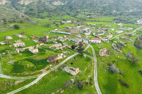 Despoblación Rural Chipre Pueblo Abandonado Souskiou Distrito Paphos Paisaje Aéreo — Foto de Stock