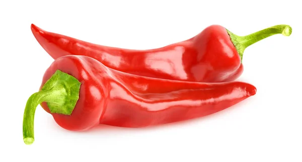 Two Sweet Red Peppers Isolated White Background — Stock Photo, Image
