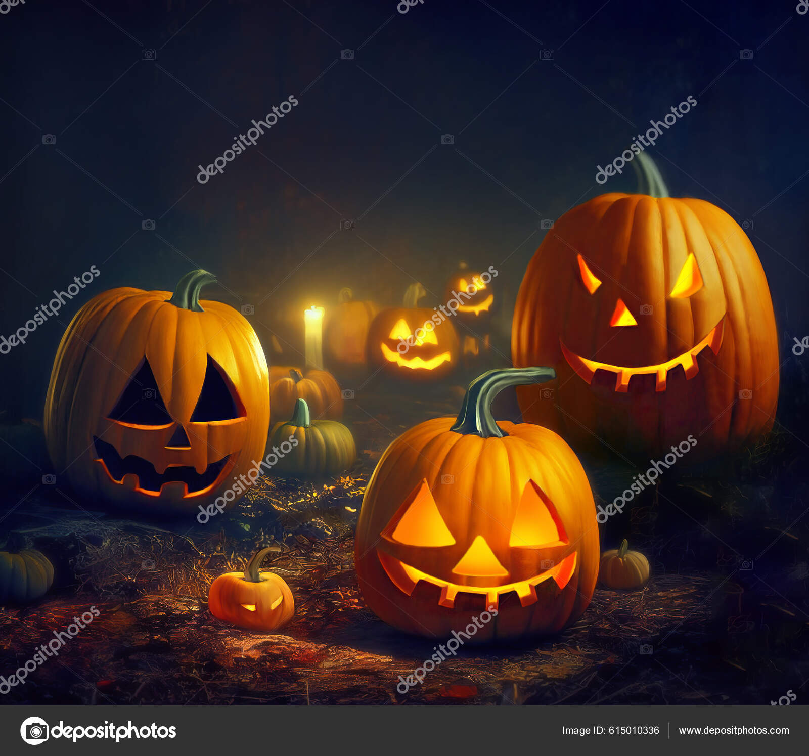 Rostos assustadores de halloween rosto sorridente abóbora de