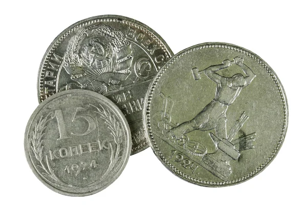 Silver ancient Russian coins — Stock Photo, Image