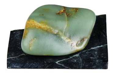 Mineral green nephrite on a support of black nephrite clipart