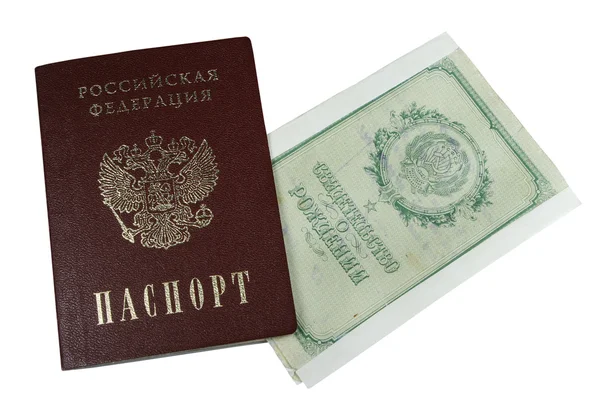 Doğum belgesi ve pasaport — Stok fotoğraf