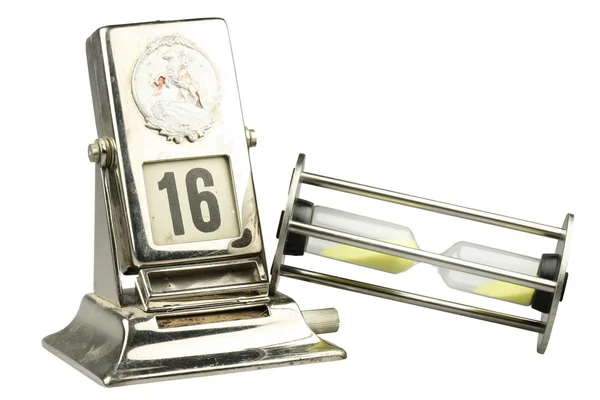 Afspraak bureaukalender en hourglasses — Stockfoto