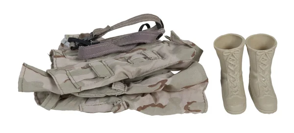 Folded Soldier Clothes with Boots — Stock Photo, Image