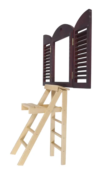 Stap ladder naast venster — Stockfoto