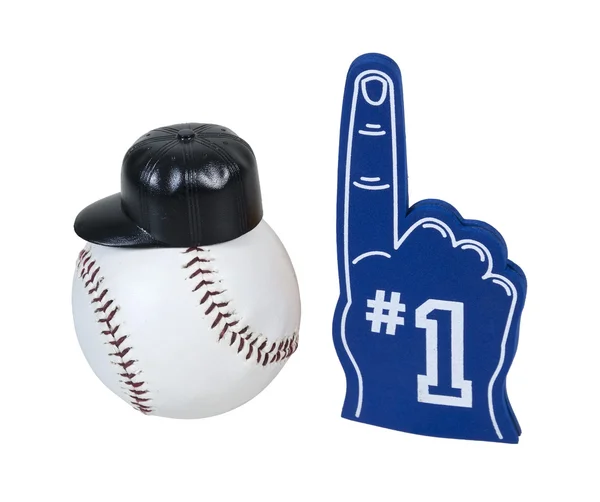 Baseball mit Hut und Handschuh Nummer eins — Stockfoto