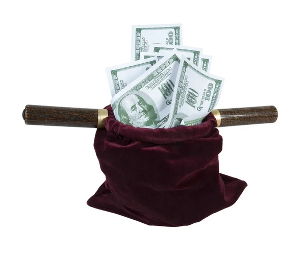 Velvet Offering Bag Full of Money — Stock Photo, Image