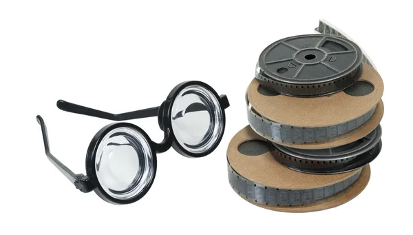 Nerd Glasses and Movie Reels — Stock Photo, Image