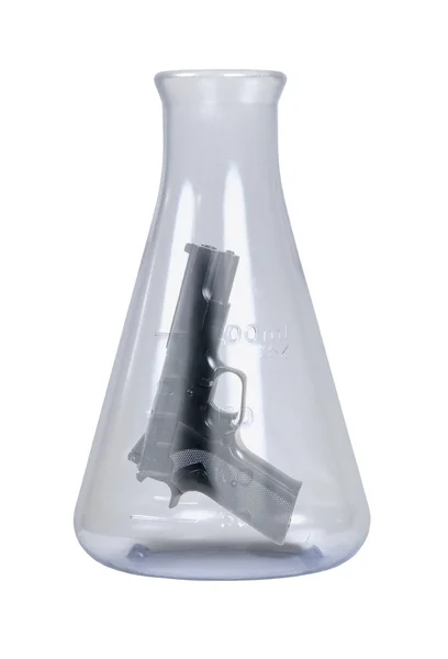 Gun in a Glass Beaker — Stock Photo, Image