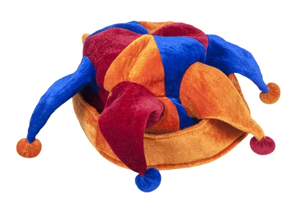 Jokermütze aus rot, blau und orange — Stockfoto
