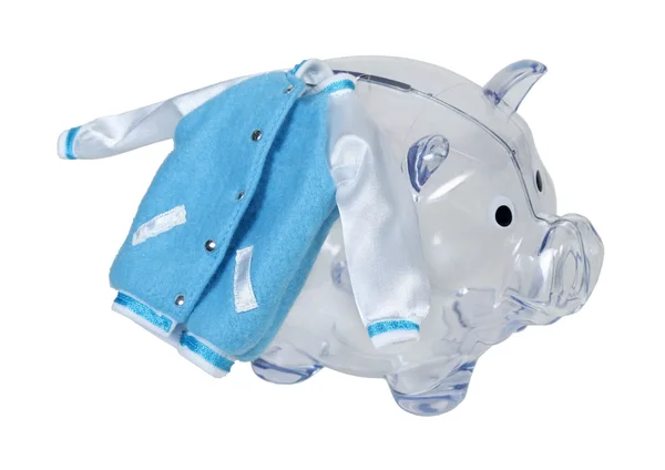 Letterman Jacket on Piggy Bank — Stock Photo, Image