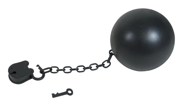 Kłódka i piłkę i łańcuch — Zdjęcie stockowe