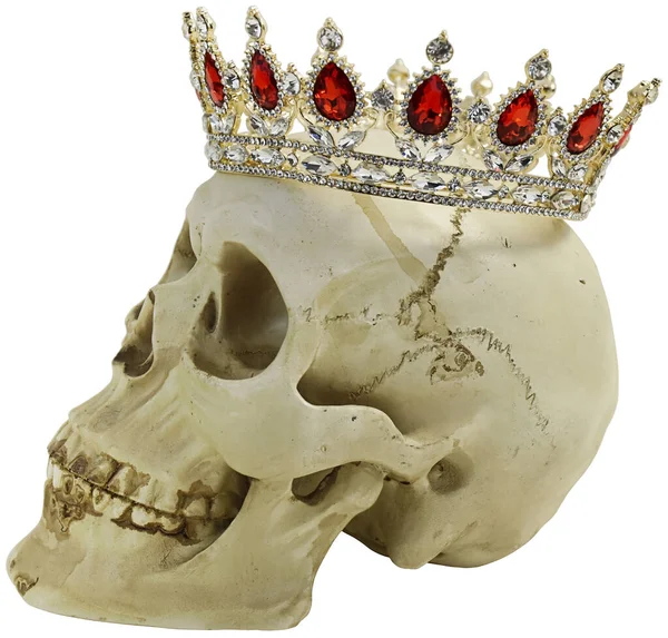 Crâne Partiellement Tourné Portant Une Couronne Ornée Bijoux Images De Stock Libres De Droits