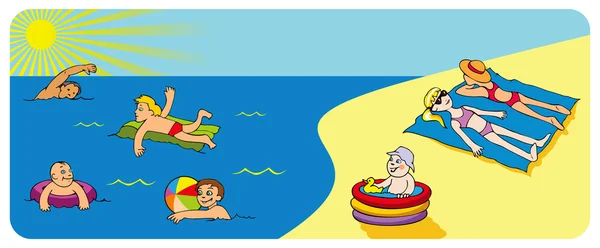 Descanse en la orilla del mar — Vector de stock