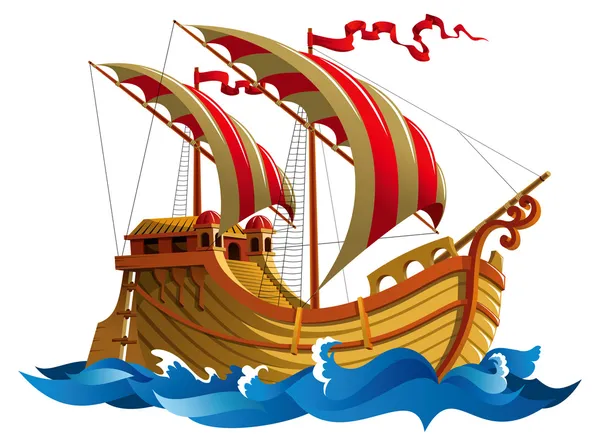 Корабль в море — стоковый вектор