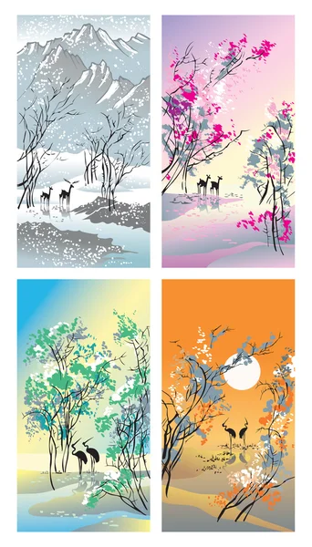 Four seasons — Stock Vector