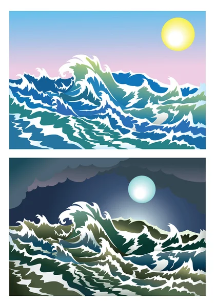 Blusterous sea — Stock Vector