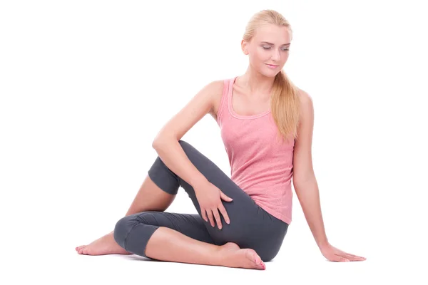 Frau macht Yoga — Stockfoto