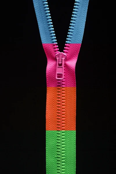 Zipper on black — Stock Photo, Image