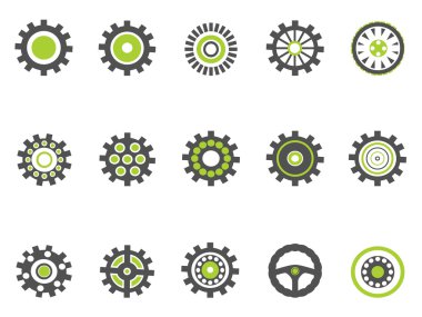 Gear and cog icons,green series