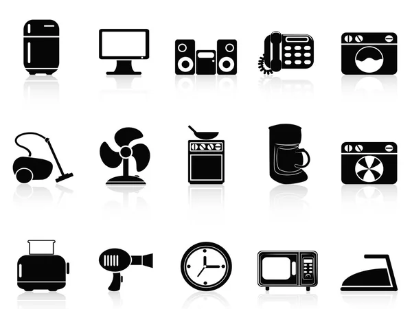Conjunto de ícones de dispositivos domésticos pretos — Vetor de Stock