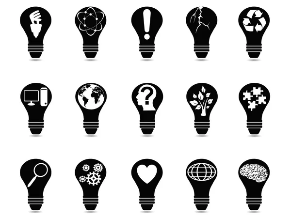 Set icone idea lampadina — Vettoriale Stock