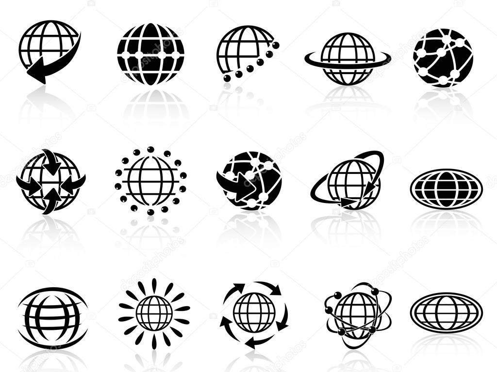 Isolated globe icons on white background
