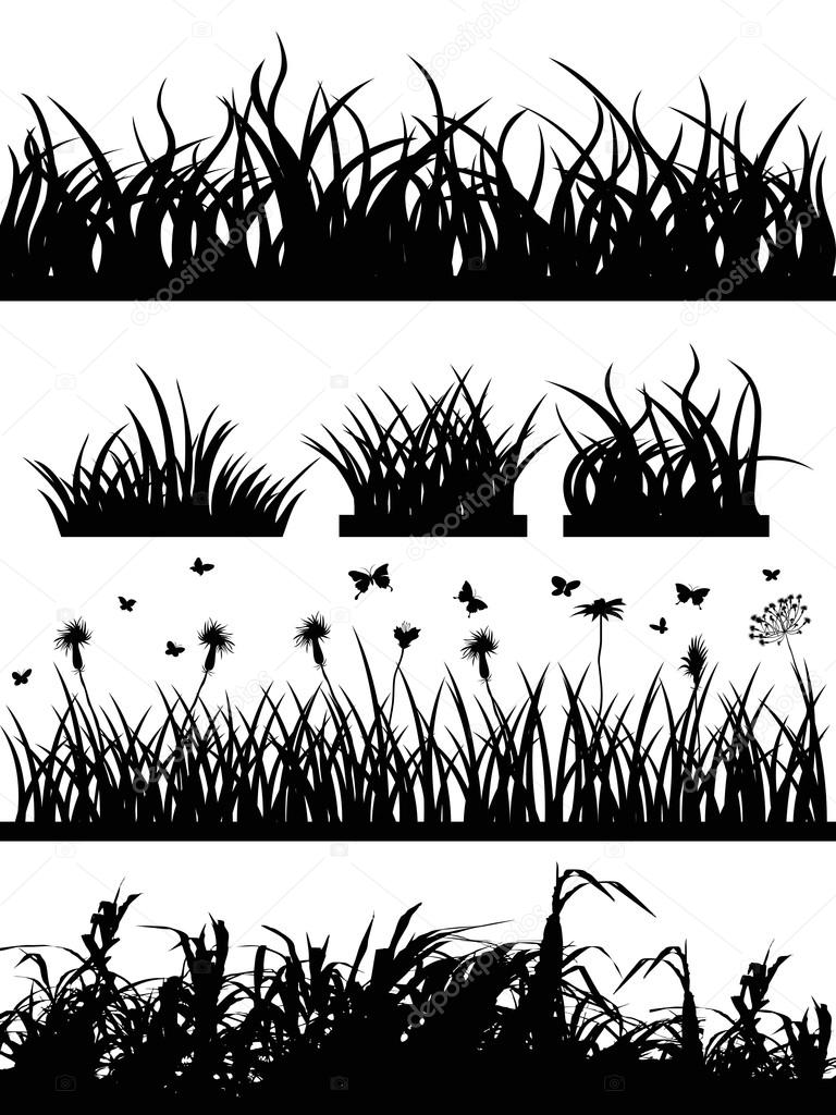Grass silhouette set