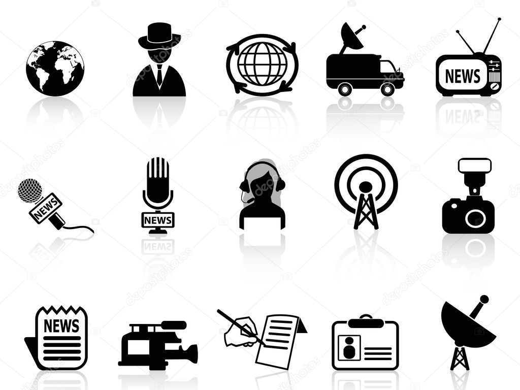 News reporter icons set