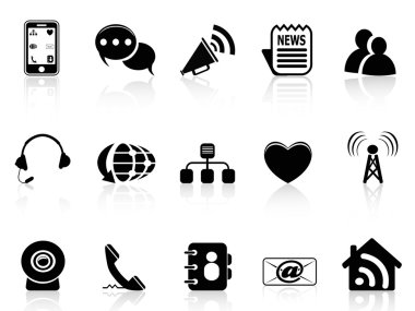 siyah Sosyal Medya Icons set