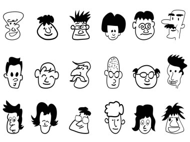 Doodle kalabalık yüz simgeleri