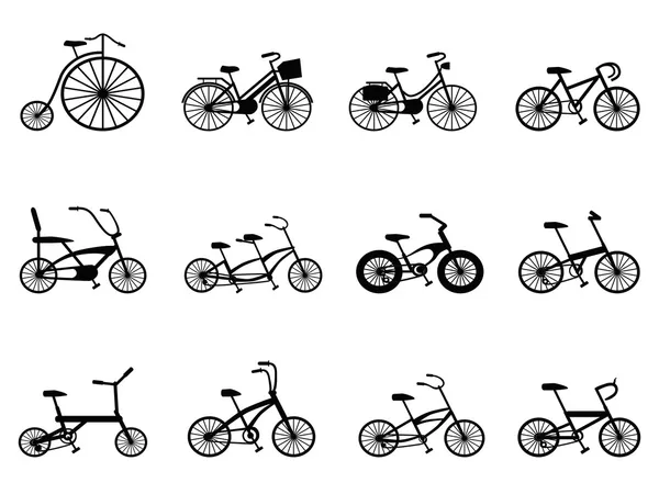 Conjunto de siluetas de bicicleta — Vector de stock