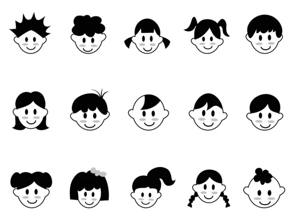 Ícones de cabeça de crianças —  Vetores de Stock