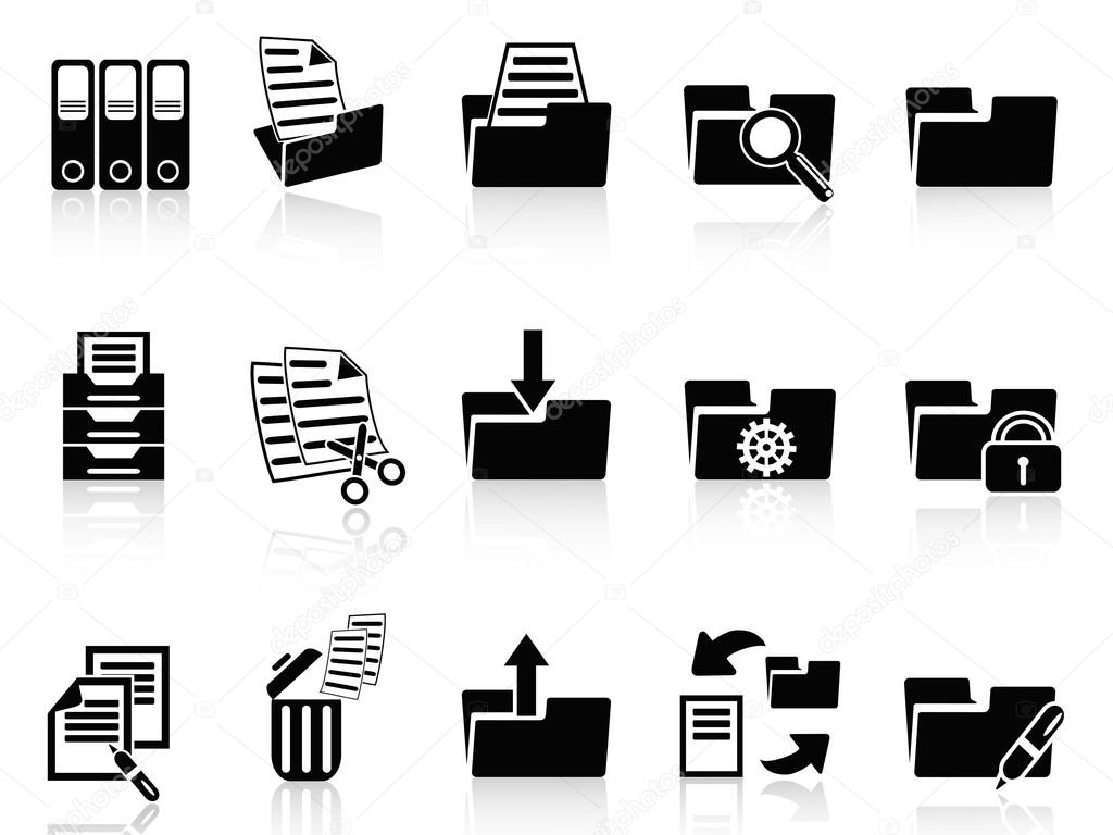 Black folder icons set