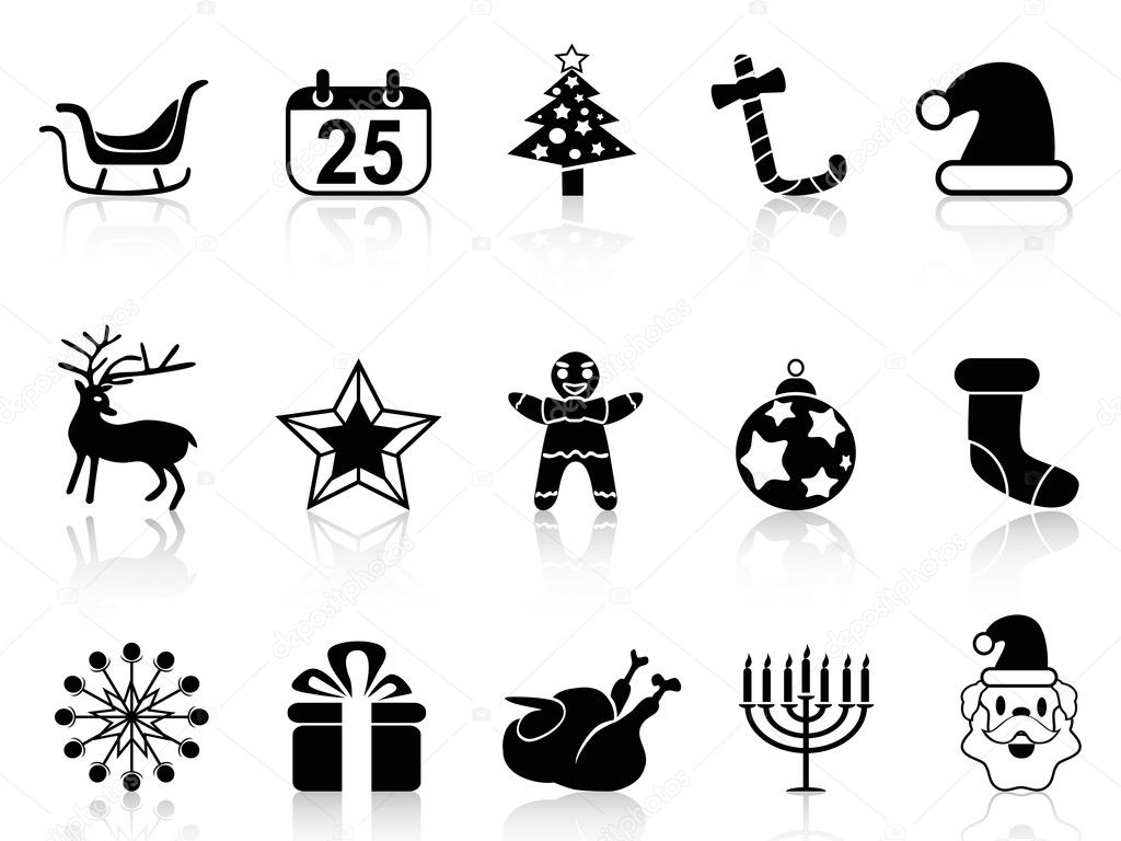 Simple black christmas icons set — Stock Vector © huhulin #16212141