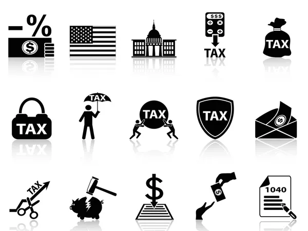 Black tax icons set — Stock Vector