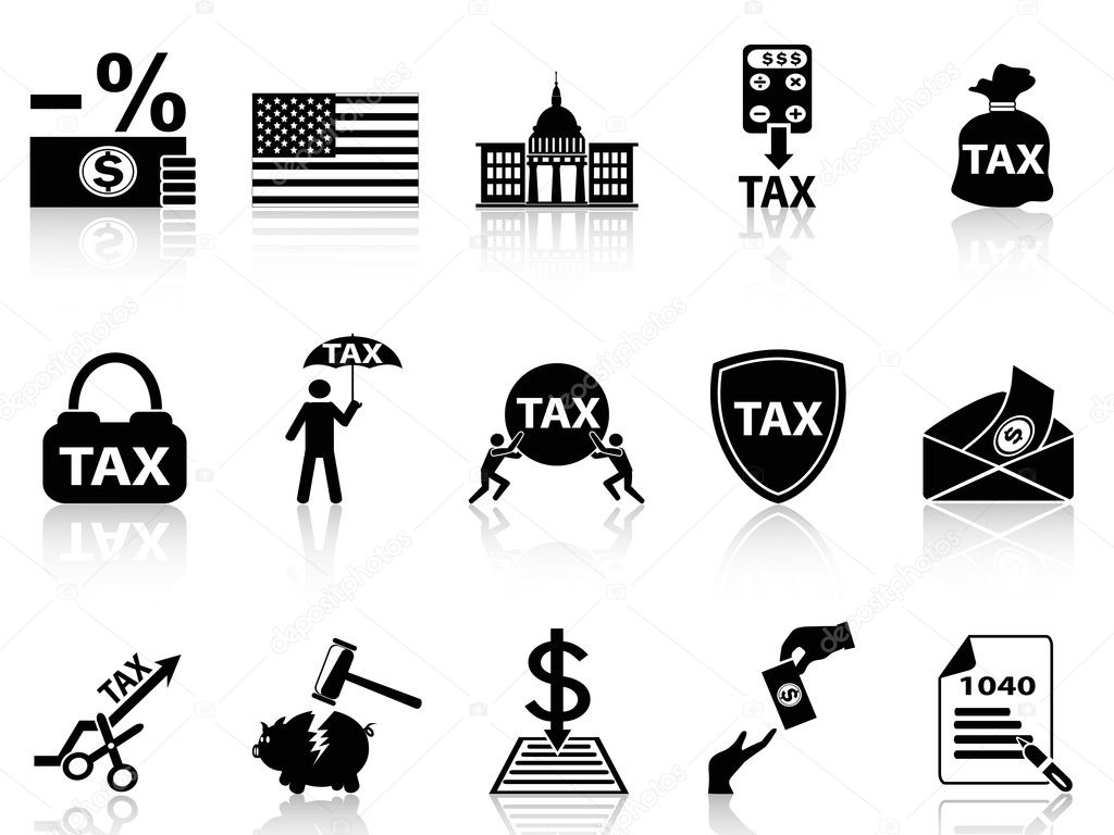 Black tax icons set