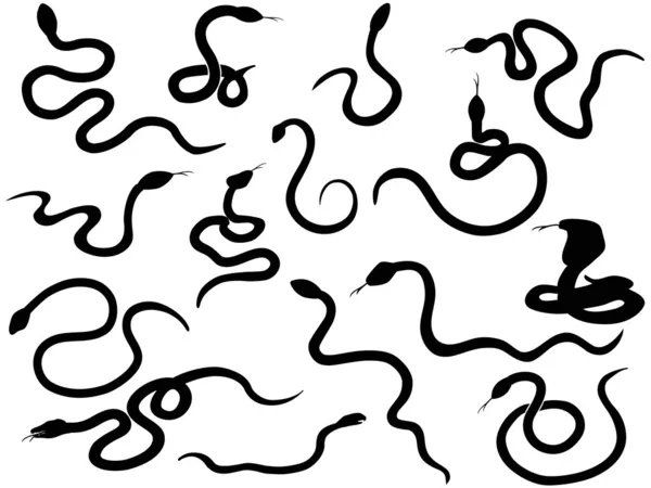 Siluetas de serpiente — Vector de stock
