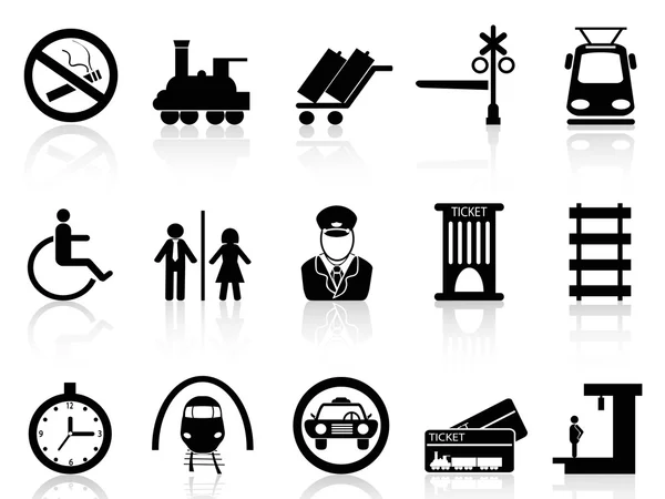 Estación de tren e iconos de servicio — Vector de stock